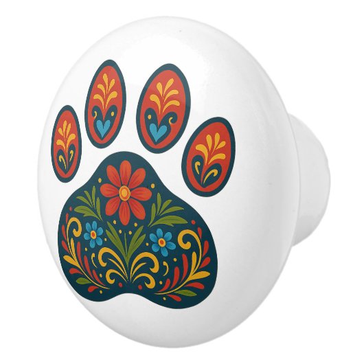 Blumenmuster DruckFolk Art Design Keramik Knock Keramikknauf (Rechts)