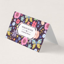 Blumenmuster Dunkle Pflaume & Mauve Visitenkarte