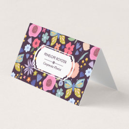 Blumenmuster Dunkle Pflaume & Mauve Visitenkarte Visitenkarten