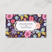 Blumenmuster Dunkle Pflaume und Mauve Visitenkarte
