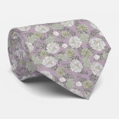 Blumenmuster Dusty Mauve Blumen Krawatte (Gerollt)