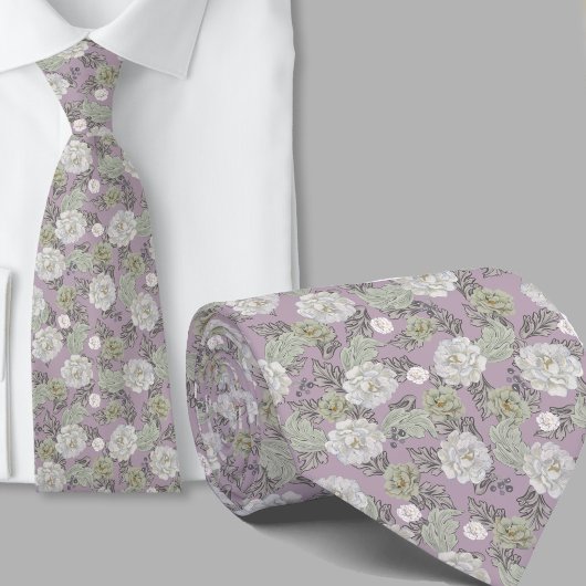 Blumenmuster Dusty Mauve Blumen Krawatte