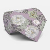 Blumenmuster Dusty Mauve Große Blumen Krawatte (Gerollt)