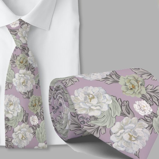 Blumenmuster Dusty Mauve Große Blumen Krawatte