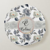 Blumenmuster: Ein Atemberaubendes Wasserfarbmuster Rundes Kissen (Rückseite)