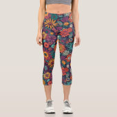 Blumenmuster, ein Bouquet farbenfroher Blume Capri Leggings (Vorderseite)