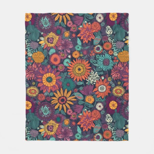 Blumenmuster, ein Bouquet farbenfroher Blume Fleecedecke (Vorderseite)