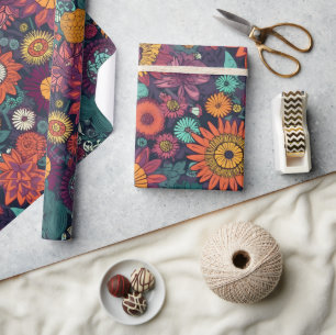 Blumenmuster, ein Bouquet farbenfroher Blume Geschenkpapier