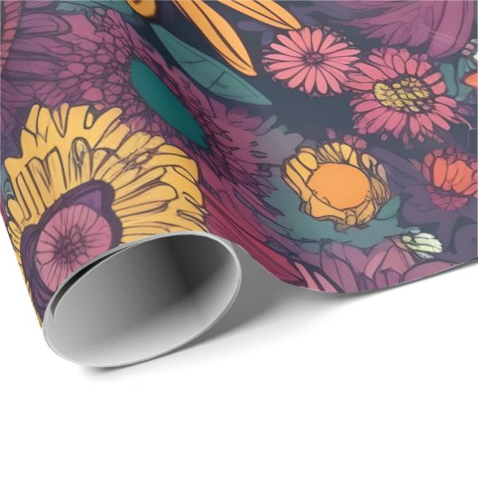 Blumenmuster, ein Bouquet farbenfroher Blume Geschenkpapier (Rolleneckpunkt)