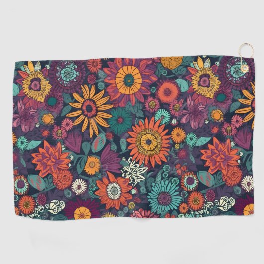 Blumenmuster, ein Bouquet farbenfroher Blume Golfhandtuch (Horizontal)