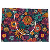 Blumenmuster, ein Bouquet farbenfroher Blume Große Geschenktüte (Rückseite)