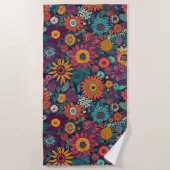 Blumenmuster, ein Bouquet farbenfroher Blume Strandtuch (Vorderseite)