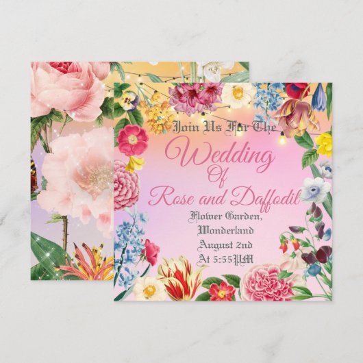 Blumenmuster Einladung (Vorne/Hinten)