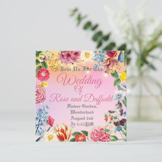 Blumenmuster Einladung (Stehend Vorderseite)