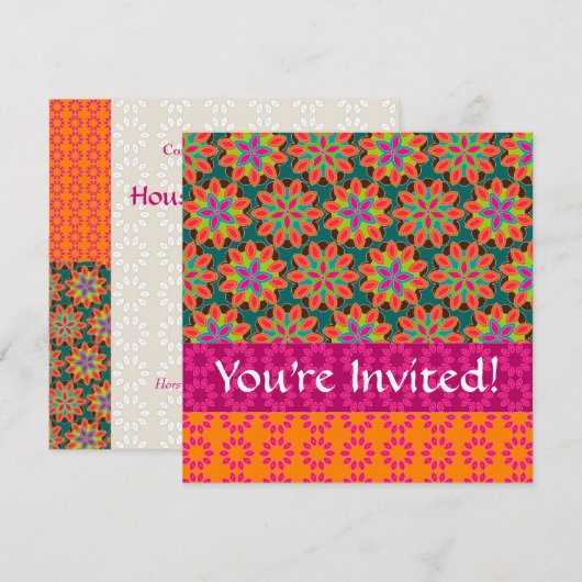 Blumenmuster Einladung (Vorne/Hinten)