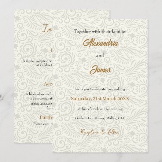 Blumenmuster Einladung (Vorne/Hinten)