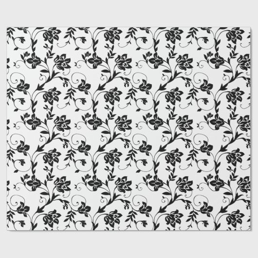 Blumenmuster-| elegante Schwarze u. des Weiß-| Geschenkpapier (Flach)
