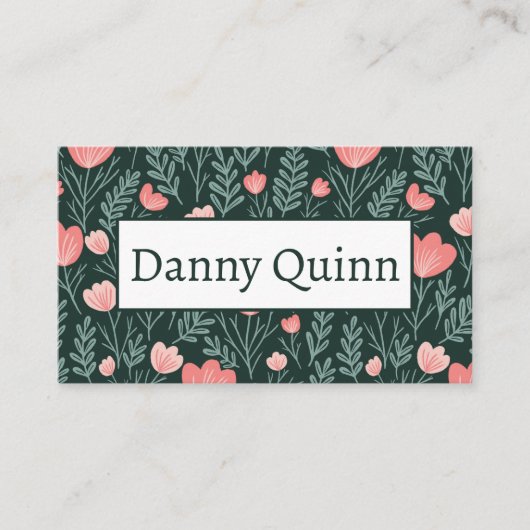 Blumenmuster Elegantes botanisches Rosa Grün Visitenkarte (Vorderseite)