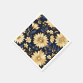 Blumenmuster Elegantes Gold und Blau Serviette (Ecke)