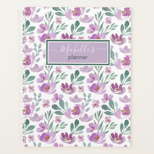 Blumenmuster Farbe Farbe Rosa Ihr Name Planer (Vorderseite)