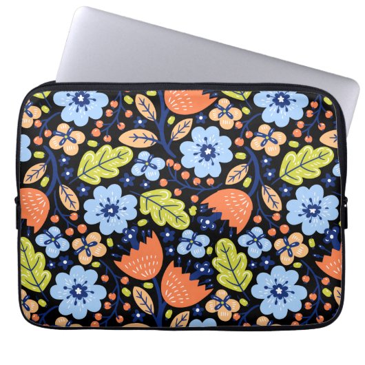 Blumenmuster farbenfroh glänzend laptopschutzhülle (Vorderseite)