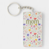 Blumenmuster Farbige Wildblume Weichgrüne Mama Schlüsselanhänger (Vorderseite)