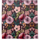 Blumenmuster Fashion Wasserfarbe farbig Duschvorhang (Vorderseite)