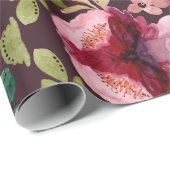 Blumenmuster Fashion Wasserfarbe farbig Geschenkpapier (Rolleneckpunkt)