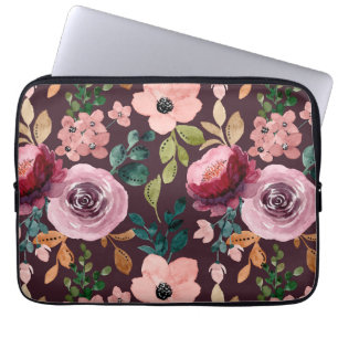 Blumenmuster Fashion Wasserfarbe farbig Laptopschutzhülle