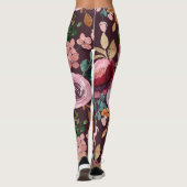 Blumenmuster Fashion Wasserfarbe farbig Leggings (Rückseite)