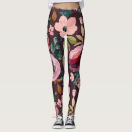 Blumenmuster Fashion Wasserfarbe farbig Leggings