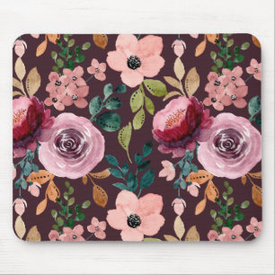 Blumenmuster Fashion Wasserfarbe farbig Mousepad