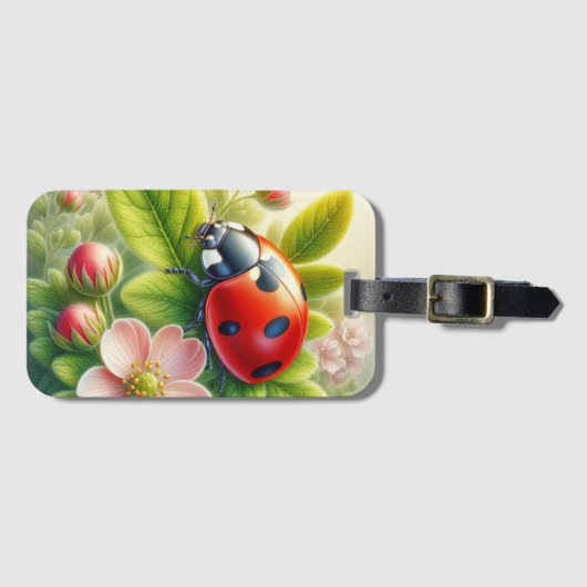 Blumenmuster/Federladybugs Gepäckanhänger (Vorderseite (Horizontal))