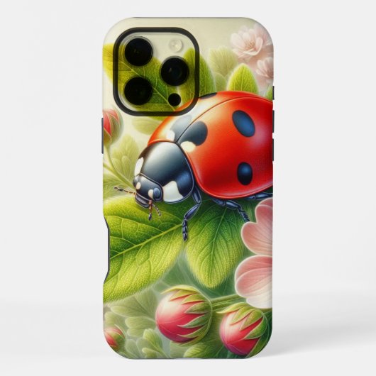 Blumenmuster/Federladybugs iPhone Hülle (Rückseite)