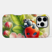Blumenmuster/Federladybugs iPhone Hülle (Rückseite (Horizontal))