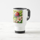 Blumenmuster/Federladybugs Reisebecher (VorderseiteRechts)