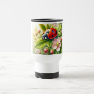 Blumenmuster/Federladybugs Reisebecher