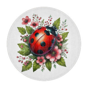 Blumenmuster/Federladybugs Schneidebrett