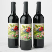 Blumenmuster/Federladybugs Weinetikett (Flaschen)