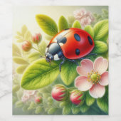 Blumenmuster/Federladybugs Weinetikett (Einzelnes Label)