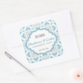 Blumenmuster Feminine Blue Soap Square Label Quadratischer Aufkleber (Umschlag)