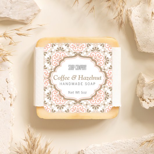 Blumenmuster Feminine Korallensoap Etikett Quadratischer Aufkleber