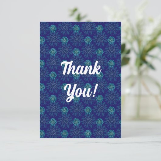 Blumenmuster Flat Danke Karte (Stehend Vorderseite)