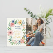 Blumenmuster-Foto Geburtstagskarte (Stehend Vorderseite)