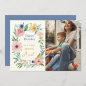 Blumenmuster-Foto Geburtstagskarte (Vorne/Hinten)