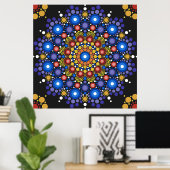 Blumenmuster Fraktal Dotro Mandala Poster (Heimbüro)