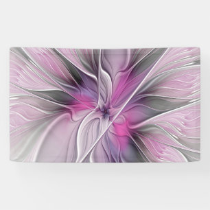 Blumenmuster Fraktal Moderne Abstrakte Blume Rosa Banner