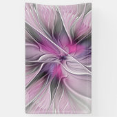 Blumenmuster Fraktal Moderne Abstrakte Blume Rosa Banner (Vertikal)
