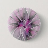 Blumenmuster Fraktal Moderne Abstrakte Blume Rosa Button (Vorderseite)