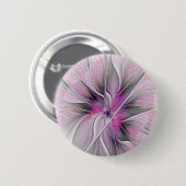Blumenmuster Fraktal Moderne Abstrakte Blume Rosa Button (Vorne & Hinten)